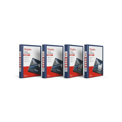 Staples 1/2" 3-Ring View Binder, D-Ring, Navy Blue, 4/Pack - color: Blue, size: 0.5-Inch, style: 4 Pack
