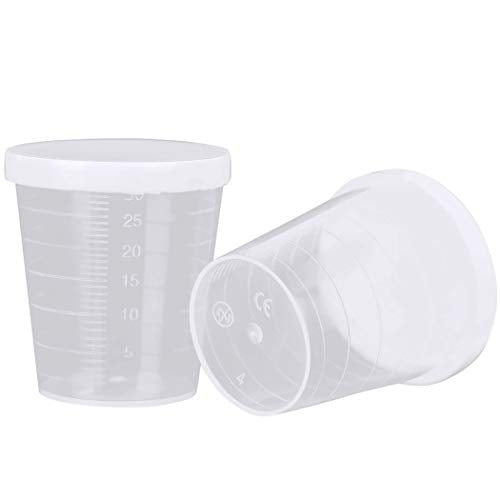 20PCS Plastic Medicine Cups with Lids, 30ML Clear Reusable Graduated Cups Transparent Scale Measuring Cups, Measure Container for Mixed Pills, Liquid Medication (Pack of 2) - size: 30ml/1oz (Pack of 2)