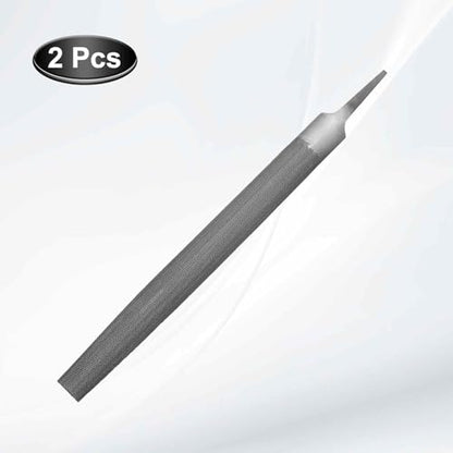 HARFINGTON 2pcs 10" Half Round Medium Cut File Double Cut Teeth Medium Metal File High Carbon Steel T12 without Handle for Metal Wood Tool Sharpener, Gray - size: 10"