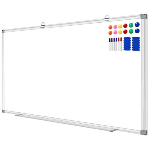 H-Qprobd 72"x48" Large Dry Erase Board for Wall 6' x 4' Magnetic Whiteboard Aluminum Presentation White Boards with Long Pen Tray, 6 Markers, 2 Erasers &12 Magnets - size: 72"x48"