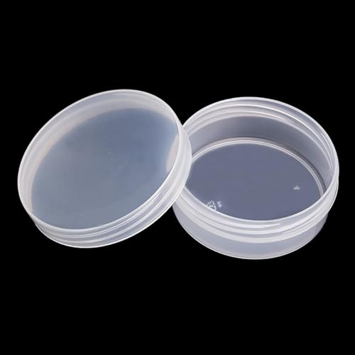 12 Pack 1.69 oz Clear Storage Box Round Organizer (2.64 x 1.02 inch) with Lid for Earplugs Tiny Bead Dices and Other Craft Accessories - size: 50 ml (2.64" x 1.02")