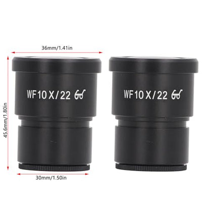 2PCS Wide Microscope Eyepieces, 22mm 10X Optical Biological Eyepieces Clear Microscope Lens Adapters for Triocular Binocular Scope Lab 30mm Mounting Interface