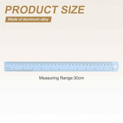 HARFINGTON 2pcs Metal Straight Ruler 30cm Metric SAE Aluminum Alloy Measuring Rulers Scale Tool with Hole for Measure Study Reading Classroom Office, Light Blue - color: Light Blue, size: 30cm