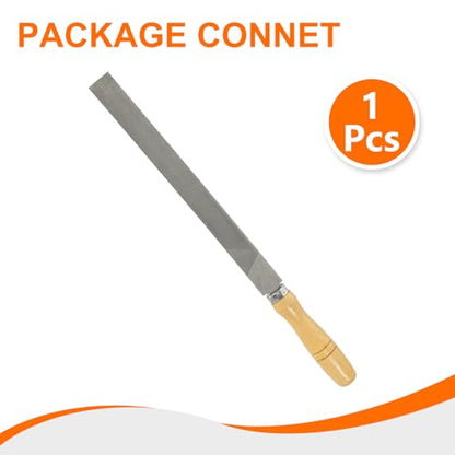 HARFINGTON Flat Medium Cut File 12" Double Cut Teeth High Carbon Steel Hand Rasp File with Wood Handle for Metal Wood Deburring Removing - size: 12", style: Medium