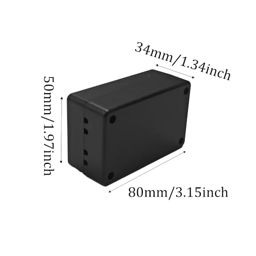 4PCS ABS Plastic Electrical Junction Box with Cover Black Waterproof Project Case for Wire Connection Electronic DIY Enclosure (80x50x35mm) - size: 80x50x35mm