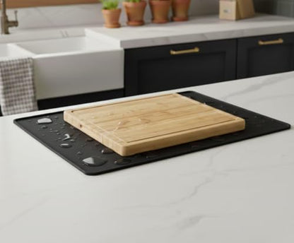 GASARÉ, Non Slip Cutting Board Mat, Grip Mat Pad, Under Kitchen Cutting Board, Raised Edges, Extra Large, Easy to Clean, 19 x 13 Inches, Black - color: Black