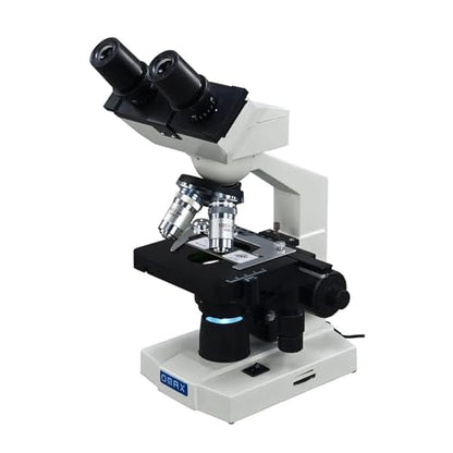 Awarded Best Compound Microscope 2016 - OMAX 40X-2000X Lab LED Binocular Microscope with Double Layer Mechanical Stage w Blank Slides Covers and Lens Cleaning Paper