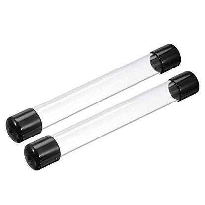 PATIKIL Clear Rigid Tube Round Plastic Tubing with Black Rubber Caps Polycarbonate Water Pipe, 305mm/ 12 Inch Length, 22mmx25mm/0.87"x1", 2 Set - color: Black,Clear, size: 0.87"x1"