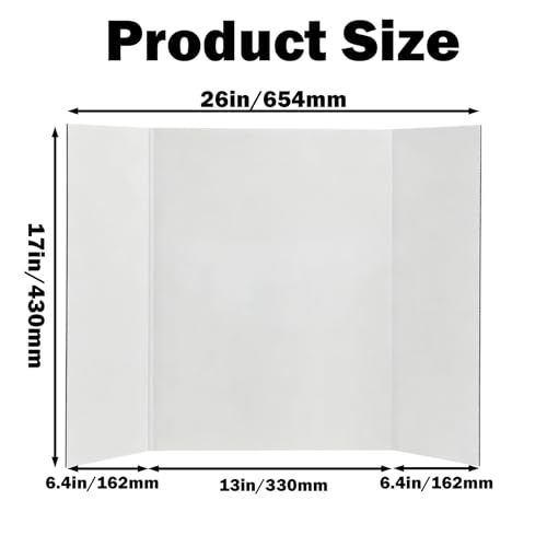 White Trifold Poster Board 17" x 26" (20 Pack) - Corrugated Presentation Board for Science Fair, School, Business, Project & Exhibition Use