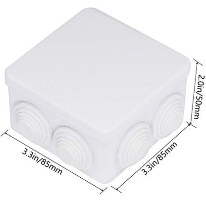 Zulkit Junction Box ABS Plastic Dustproof Waterproof IP55 Universal Electrical Boxes Project Enclosure White 3.4 x 3.4 x 2 inch (85 x 85 x 50mm) - size: 3.4" x 3.4" x 2"