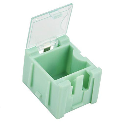 50pcs/Set Green SMT SMD Container Box, Electronic Components Parts Storage Case with Transparent Lid, Mini Component Assortment Storage Box, Tool Organizers