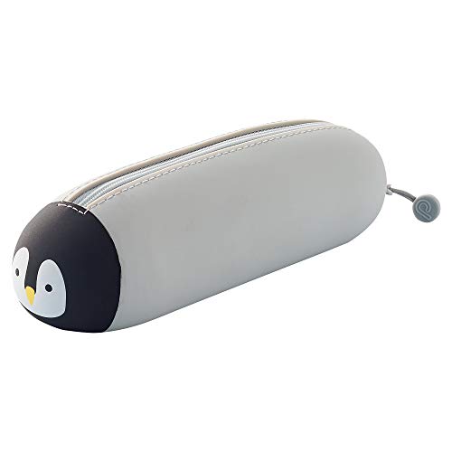LIHIT LAB PuniLabo Zipper Pen Case/Pouch, Horizontal, 2.5" x 7.9", Penguin (A7781-10) - color: Penguin, size: 2.5" × 7.9" × 2.4"