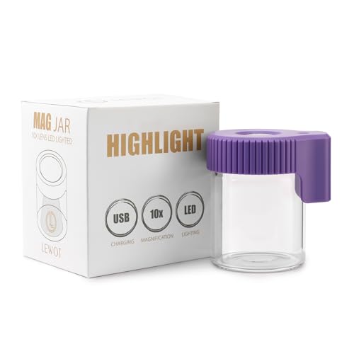 Light-Up LED Transparent Glass Air Tight Storage Jars Magnifying Viewing Jar (Purple) - color: Purplr