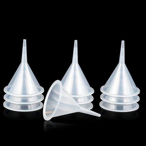 10-Pack Mini Clear Kitchen Funnels, Narrow Spout Funnel for Small Bottles