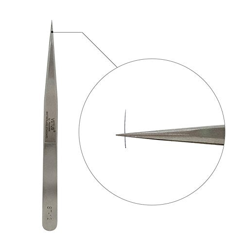 LASHVIEW Lash Tweezer, Vetus Straight Pointed Eyelash Tweezers for Profissional Grafting Eyelash Extension, Stainless Steel Needle Nose Tweezers for Lash Extension Stickers Precision Electronics, ST12 - size: ST12
