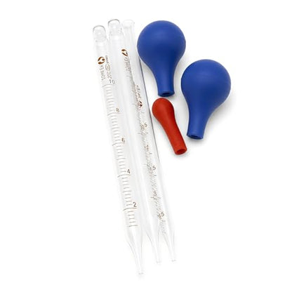 3Pcs Glass Graduated Pipettes Dropper, 10ml & 3ml Liquid Dropper with Rubber Bulb for Lab Home DIY Craft