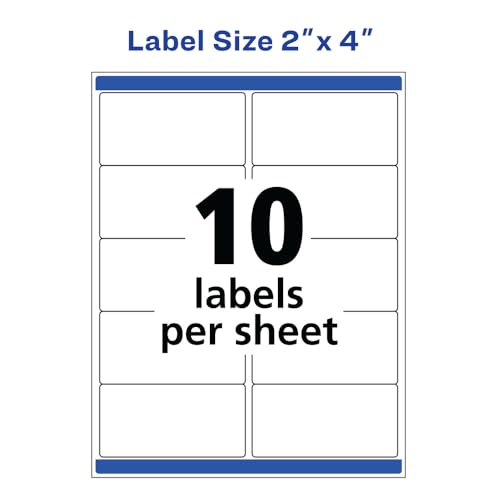 Avery Waterproof Labels with Ultrahold Adhesive, 2" x 4", Case of 5,000 Labels for Laser Printers (95523)