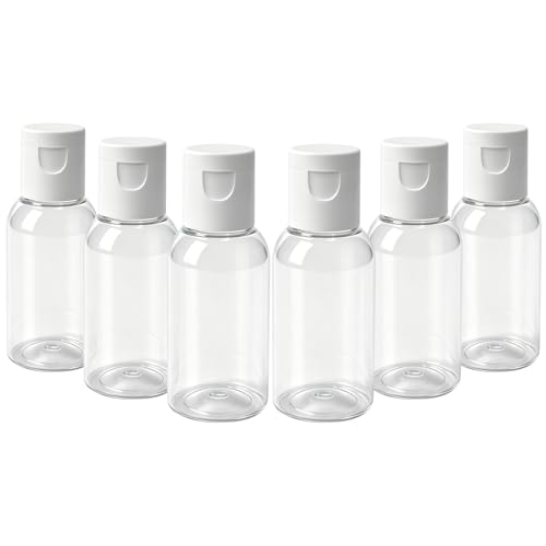 TRENDBOX 6 Pack Plastic Empty Bottles with Flip Cap for Shampoo, Lotions, Liquid Body Soap, Cream (1 oz / 30 ml) - size: 6 Count (Pack of 1)