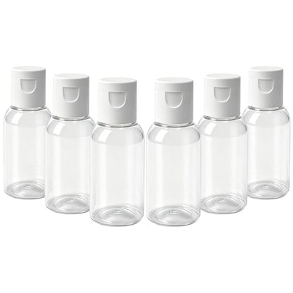 TRENDBOX 6 Pack Plastic Empty Bottles with Flip Cap for Shampoo, Lotions, Liquid Body Soap, Cream (1 oz / 30 ml) - size: 6 Count (Pack of 1)