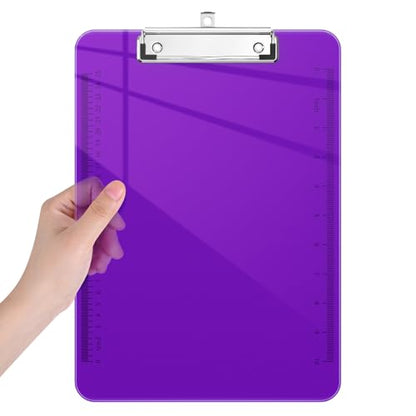 Piasoenc Plastic Clipboards, 8.5 x 11 Clip Board with Ruler,Purple - color: Purple