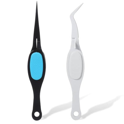 Ymapinc 2PCS Reverse Tweezers for Crafting - Stainless Steel - color: Black+white