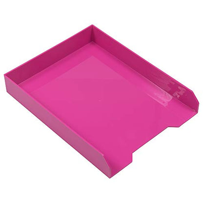 JAM PAPER Stackable Paper Trays - Pink - Desktop Document, Letter, & File Organizer Tray - 2/Pack - color: Pink, size: Pack of Two (2) Trays