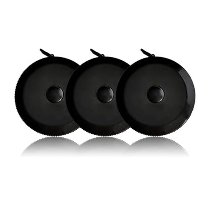 GDMINLO 3 Pack Tape Measure Measuring Tape for Body Fabric Sewing Tailor Cloth Knitting Craft Weight Loss Measurements Retractable, Small Push ButtonDouble Scales Rulers 60-inch 1.5 Meter (Black)