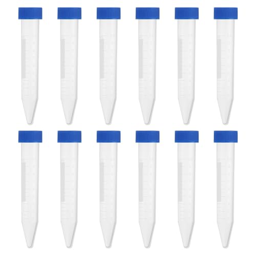PATIKIL 10ML Plastic Centrifuge Tubes, 100 Pcs Conical Test Tube Container with Leak-Proof Blue Screw Caps and Graduated Marks for Laboratory Liquid - color: Blue, size: 10ml