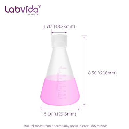 2pcs 1000ml Plastic Erlenmeyer Flasks with Screw Cap, LVAH006 - style: 2pcs of Vol.1000ml