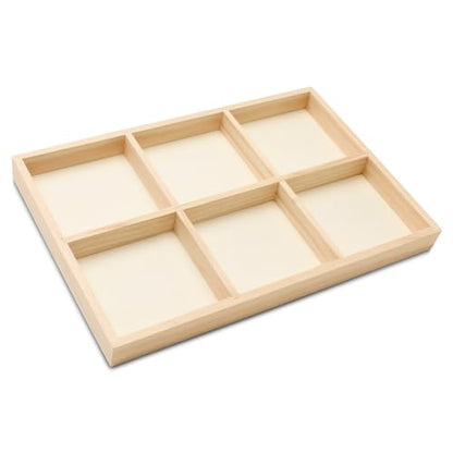 DIY Rectangle Wooden Divided Serving Tray 12 x 8-inch, Pack of 5 6-Section Candy Tray for Vegetable & Fruit Party Platters, by Woodpeckers - size: 12" x 8" 6 Part