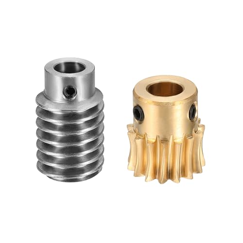 uxcell Worm Gear Set Right Rotation 15T 1 Module 15:1 Reduction Rate - size: Gear-8mm, Worm-8mm Bore, style: 1M-15T