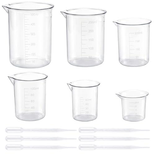 Plastic Beaker Set, 500 ml, 250 ml, 200 ml, 100 ml, 50 ml, 25 ml