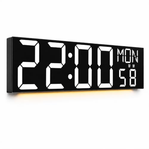 JALL 30" Giant Digital Wall Clock with 7.3-inch Big Numbers, Extra Large LED Clock with Remote, Huge Wall Clock for Living Room, White - color: White Font, size: 30 inches