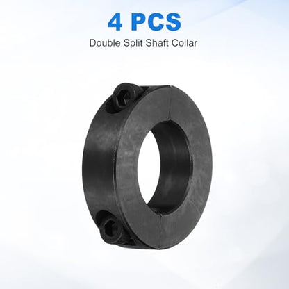 uxcell 4pcs Double Split Shaft Collars 25mm Bore, Two-Piece Clamping Collar 45mm OD 12mm Thickness Carbon Steel Lock Collar Clamp with Set Screws (Black Oxide) - size: 25mm x 45mm x 12mm