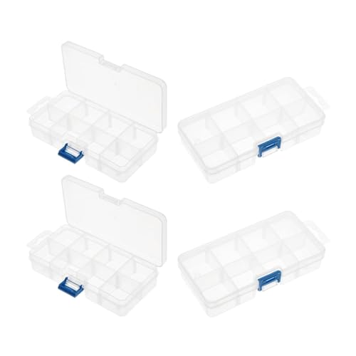 Utoolmart 4 Pcs Tool Box Tool Organizer, Plastic Hardware Box Storage for Hardware, Screws, Bolts, Nuts, Nails, Beads, Jewelry 5.5 x 2.8 x 1.2 inches Translucent - size: G140 Part box 4pcs