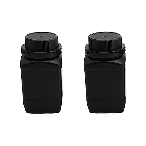 Othmro 2Pcs Plastic Bottles Lab Chemical Reagent Containers 500ml/17oz Wide Mouth Square Sample Storage Sealing Bottles Black with Anti-theft Cap for Food Store - color: 2Pcs 16oz