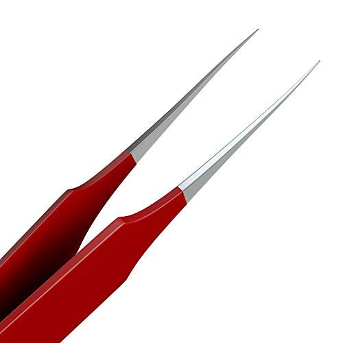 Ingrown Hair Tweezers | Pointed Tip | Red | Precision Stainless Steel | Extra Sharp and Perfectly Aligned for Ingrown Hair Treatment & Splinter Removal For Men and Women | By Tweezees - size: 1 Count (Pack of 1)