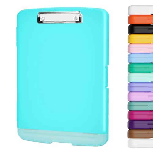 Piasoenc Clipboard with Storage, 8.5 x 11 Clip Board with Pen Holder, Green - color: Peacock Green
