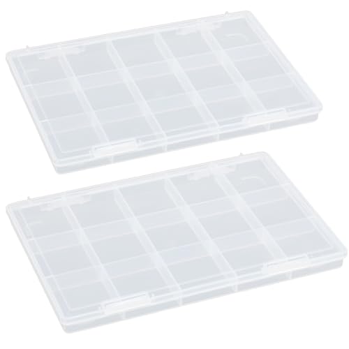 2PACK 15 Grids Clear Plastic Organizer Box, Beads Storage Containers Box Beads Crafts Jewelry Fishing Tackles and Small Items and Other Craft Projects - size: 15 Grids