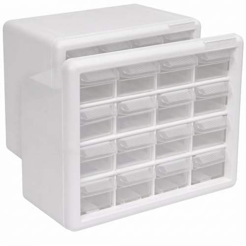 Akro-Mils 16-Drawer Plastic Drawer Storage Cabinet for Garage Organization, Beads, Makeup Organizer, Building Bricks Storage, Teacher Toolbox, 10-1/2-Inch W x 6-1/2-Inch D x 8-1/2-Inch H, 10116 White - color: White, size: 16 Drawer, style: 2 pack