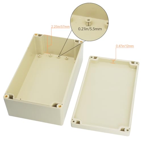 LeMotech Waterproof Dustproof IP65 ABS Plastic Junction Box Universal Electric Project Enclosure Pale Gray 7.9 x 4.7 x 2.95 inch (200 x 120 x 75 mm) - size: 7.9"x4.7"x2.95"