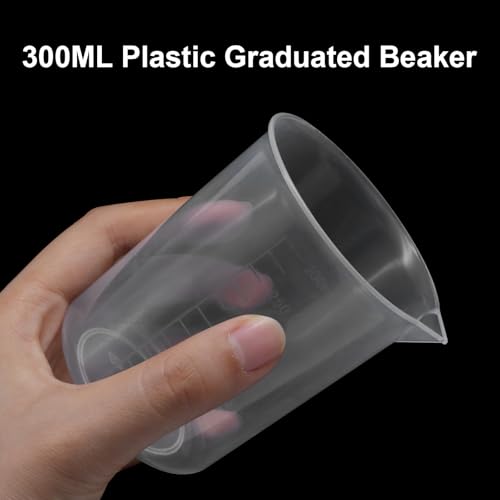 Waziaqoc 300ml/10.1oz Plastic Graduated Beaker, 6 Pack - size: 3.71 x 3.22 Inch