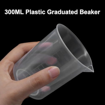 Waziaqoc 300ml/10.1oz Plastic Graduated Beaker, 6 Pack - size: 3.71 x 3.22 Inch