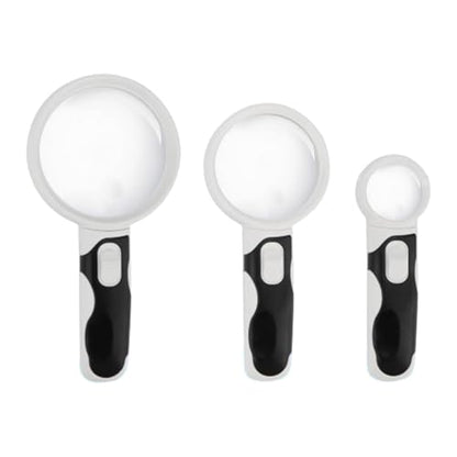 Rongon 3PCS Magnifying Glass with Light Handheld Magnifier(2.5X & 5X & 16X) - size: 3 Lens (2.5X + 5X + 16X)