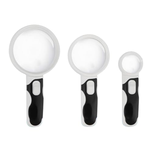 Rongon 3PCS Magnifying Glass with Light Handheld Magnifier(2.5X & 5X & 16X) - size: 3 Lens (2.5X + 5X + 16X)