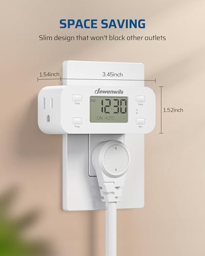 DEWENWILS Indoor 24 Hour Programmable Digital Timer Outlet, 1 Outlet,1 Pack - style: White-1PK