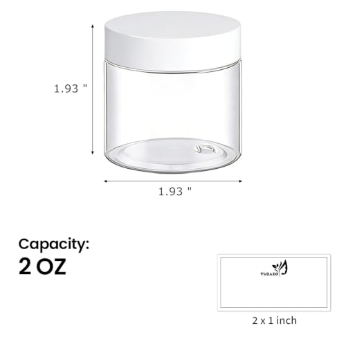 TUZAZO 48 Pack 2 Oz Plastic Containers Small Jars with White Lids - size: 2 Oz