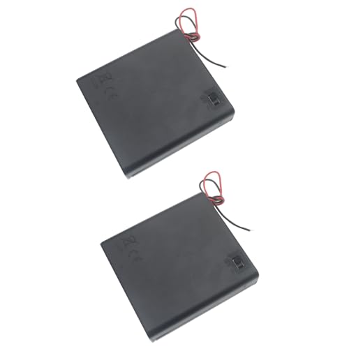 2 Pcs 4 Slots AA Battery Holder with Leads Plastic Battery Case Holder 4 X 1.5V AA Battery Box with Switch and Cover - color: Black, size: 4 Slot