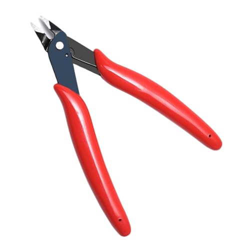 Precision Flush Cutter: 5-Inch Micro Wire Clipping Tool for Jewelry Making, DIY Crafts, and Electronics - Professional Mini Side Snips for Plastic Models, Zip Ties, and Hobby Projects (Red) - color: Red