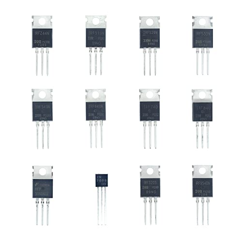 12 Values 80 Pcs MOSFET Transistor Assortment Kit N&P Channel MOSFET IRFZ44N IRF510N IRF530N IRF530N IRF540N IRF640N IRF740 IRF840 RFP30N06LE 2N7000 IRF3205 IRF9540 Logic Level P&NMOS Kit - style: MOSFET Transistor kit